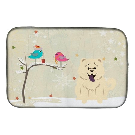 CAROLINES TREASURES Christmas Presents Between Friends Chow Chow White Dish Drying Mat BB2612DDM
